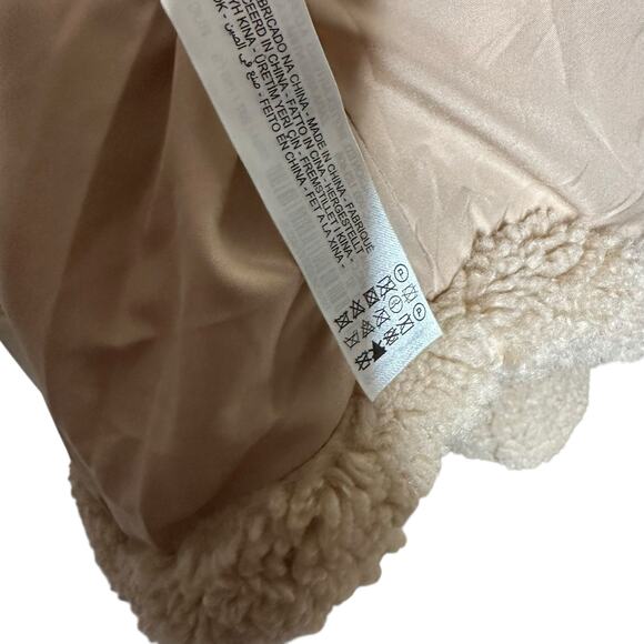 ZARA Teddy Sherpa Bomber Jacket Women's Size Small NWT Tan Brown Cozy Fleece - Picture 4 of 9